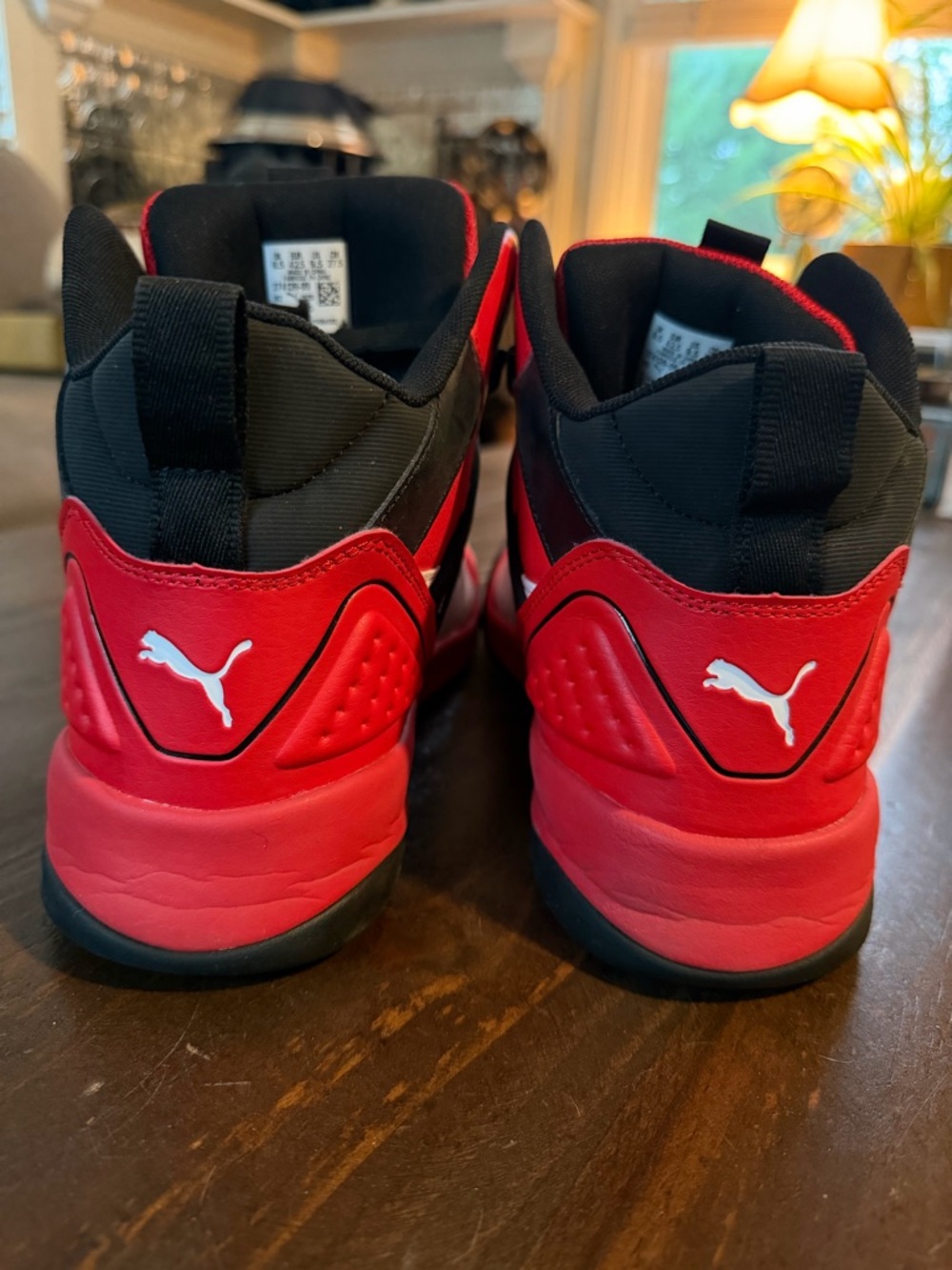 UniSex Puma Red Black BackCourt Mid High-Top Sneakers Size 9.5M or 11W - Picture 7 of 10